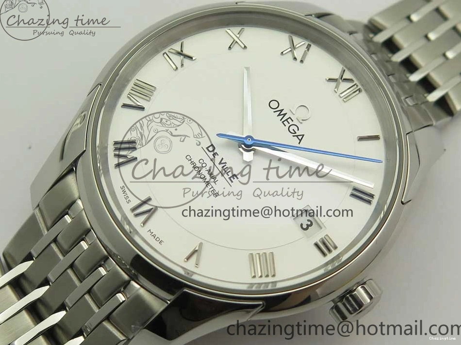 0403 De Ville Hour Vision 41mm SS VSF 1:1 Best Edition White Dial on SS Bracelet A8500 Super Clone Casual 7946